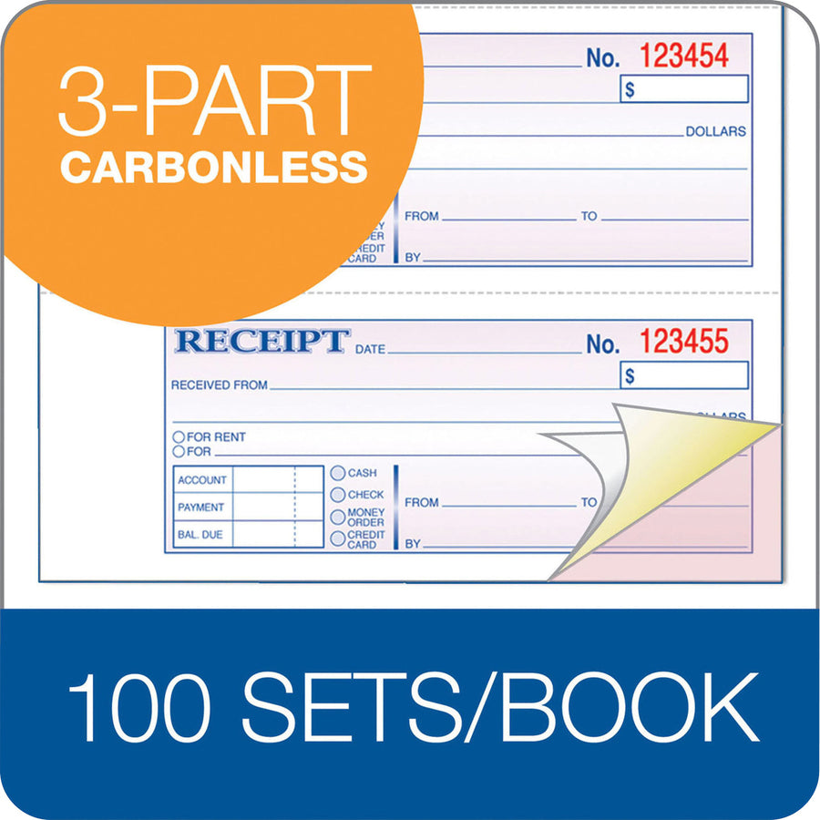 Adams Tapebound 3-part Money Receipt Book - TC1182