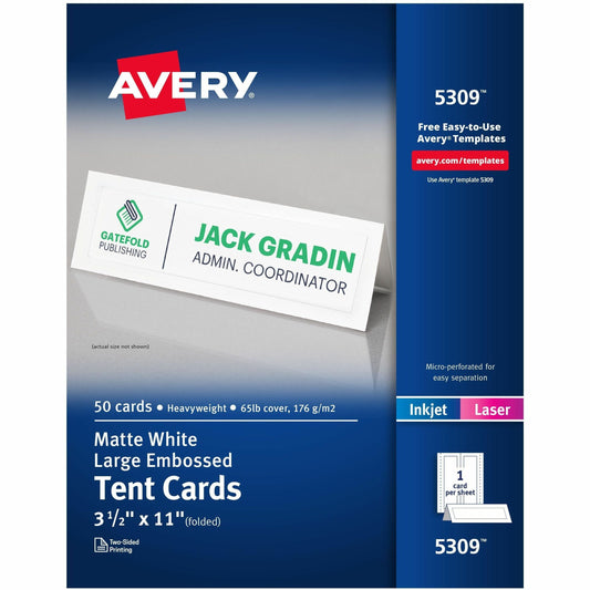 Avery&reg; Large Tent Cardsfor Laser and Inkjet Printers, 3-1/2" x 11"