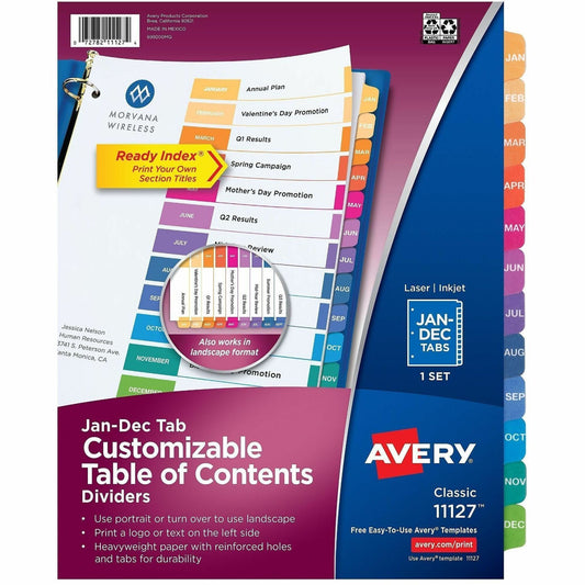 Avery&reg; Ready Index&reg; Table of Contents Dividers for Laser and Inkjet Printers, Jan-Dec