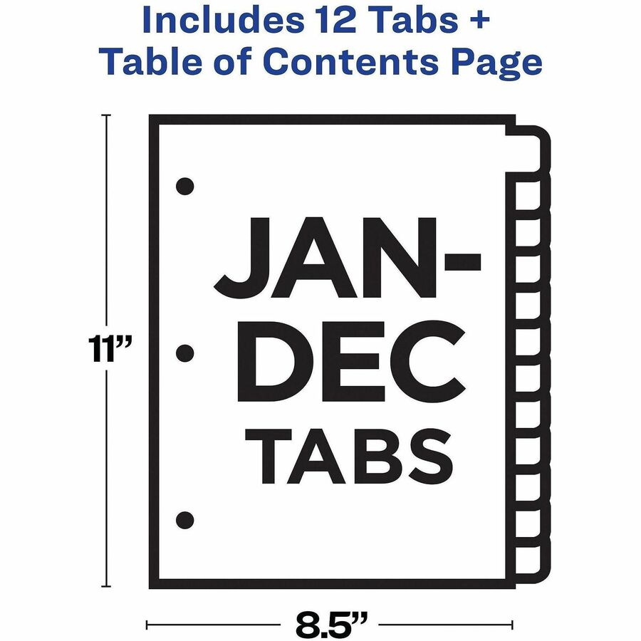 Avery&reg; Ready Index&reg; Table of Contents Dividers for Laser and Inkjet Printers, Jan-Dec - RI213M