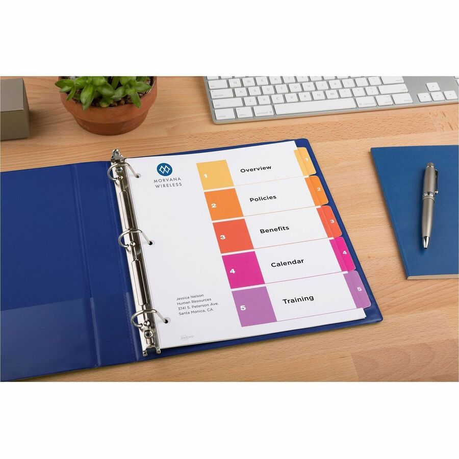 Avery&reg; Ready Index&reg; Table of Content Dividersfor Laser and Inkjet Printers, 5 tabs, 6 sets - 11187