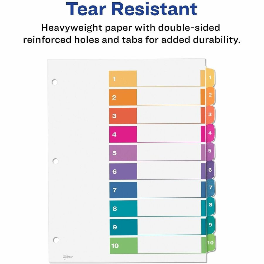 Avery&reg; Ready Index&reg; Table of Content Dividersfor Laser and Inkjet Printers, 10 tabs, 6 sets - 11188