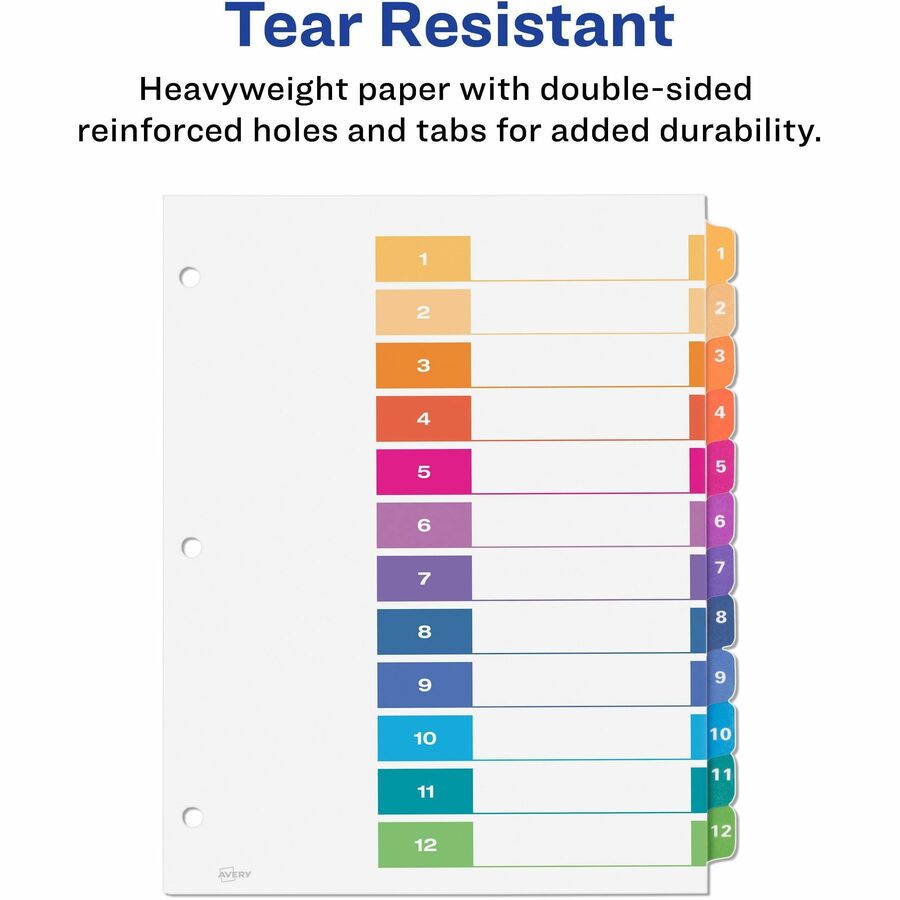 Avery&reg; Ready Index&reg; Table of Content Dividers for Laser and Inkjet Printers, 12 tabs, 6 sets - 11196