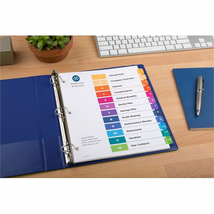 Avery&reg; Ready Index&reg; Table of Content Dividers for Laser and Inkjet Printers, 12 tabs, 6 sets - 11196