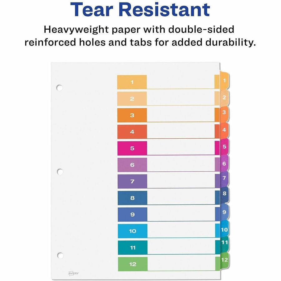 Avery&reg; Ready Index&reg; Table of Content Dividers for Laser and Inkjet Printers, 12 tabs, 6 sets - 11196