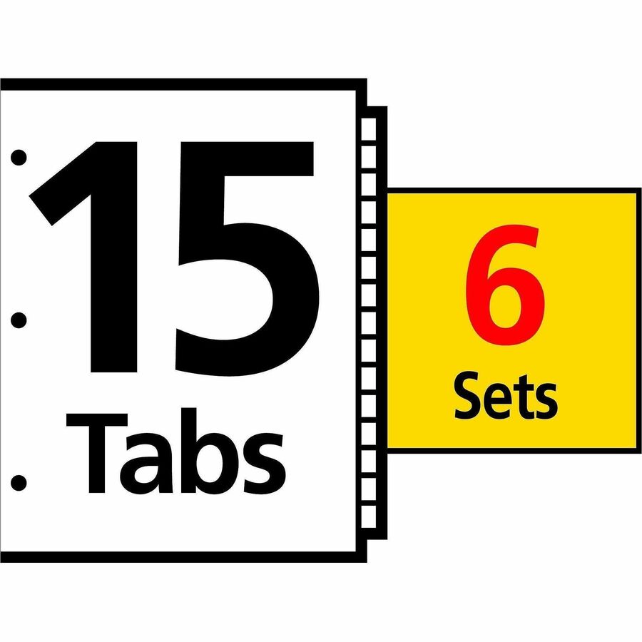 Avery&reg; Ready Index&reg; Table of Content Dividers for Laser and Inkjet Printers, 15 tabs, 6 sets - 11197