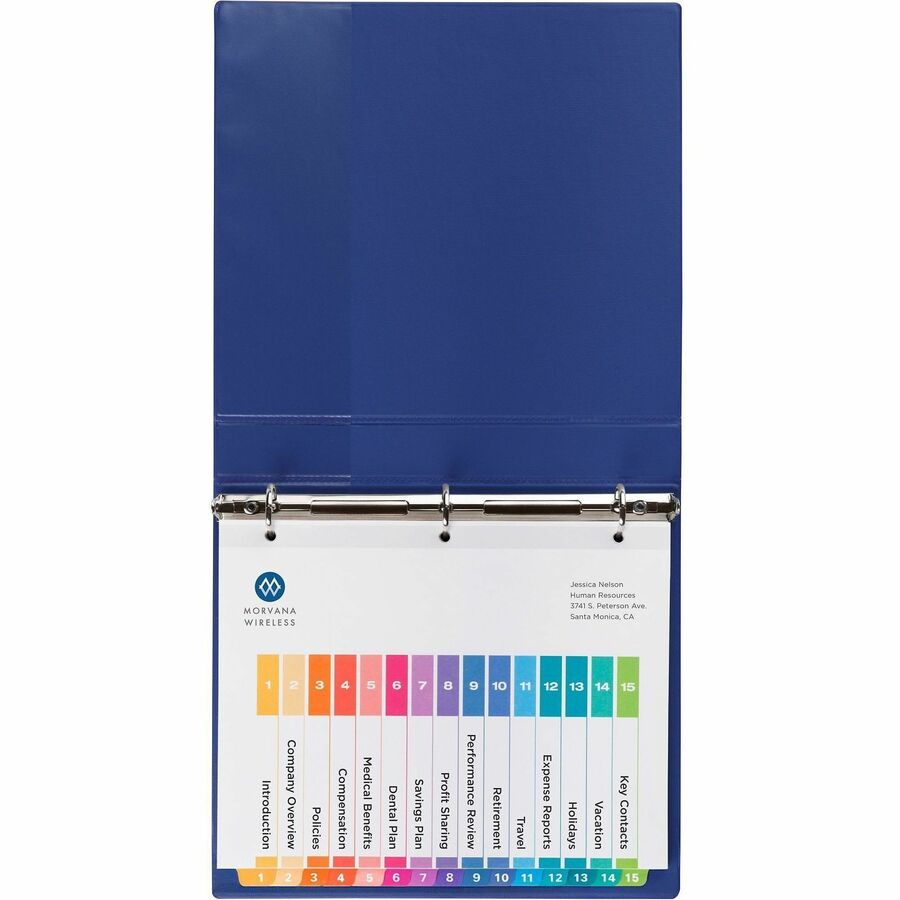 Avery&reg; Ready Index&reg; Table of Content Dividers for Laser and Inkjet Printers, 15 tabs, 6 sets - 11197