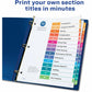 Avery&reg; Ready Index&reg; Table of Content Dividers for Laser and Inkjet Printers, 15 tabs, 6 sets - 11197