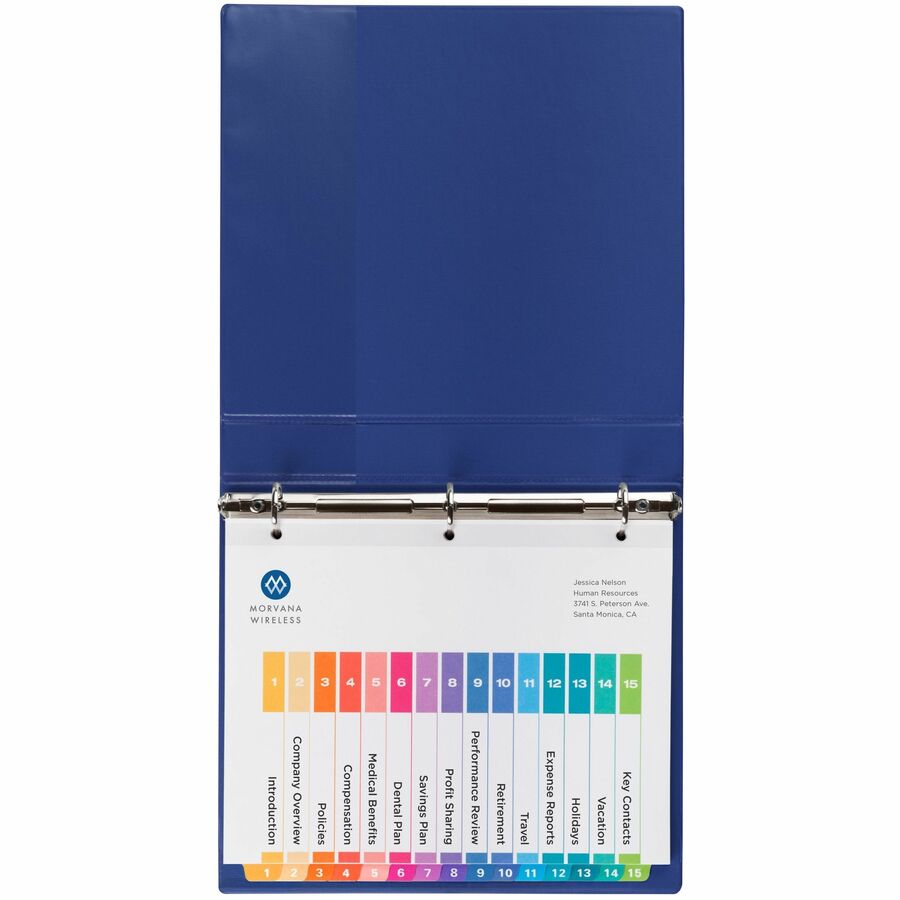Avery&reg; Ready Index&reg; Table of Content Dividers for Laser and Inkjet Printers, 15 tabs, 6 sets - 11197