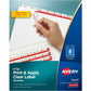 Avery&reg; Print & Apply Clear Label Dividerswith Index Maker&reg; Easy Apply&trade; Labels for Laser and Inkjet Printers, 8 tabs, 25 sets