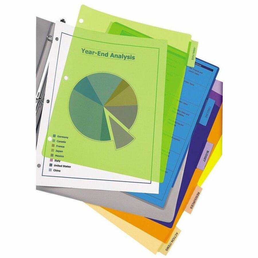 Avery Big Tab™ Insertable Plastic Dividers for Laser and Inkjet Printers, 9-1/4" x 11-1/8" , 5 tabs - 11900
