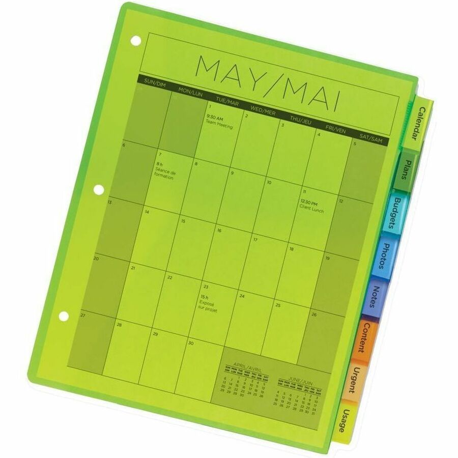 Avery Big Tab™ Insertable Plastic Dividers for Laser and Inkjet Printers, 9-1/4" x 11-1/8" - 11901