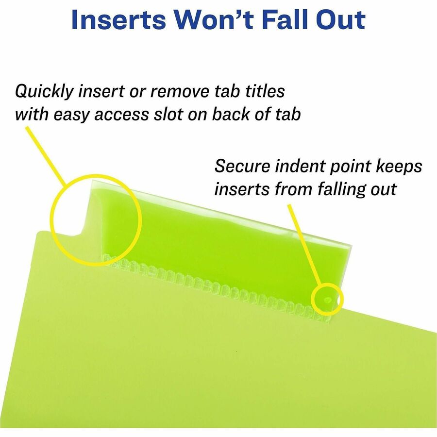 Avery&reg; Big Tab™ Insertable Plastic Dividers with Pocketsfor Laser and Inkjet Printers, 9-1/4" x 11-1/8" , 5 tabs, 1 set - 11902