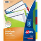 Avery&reg; Big Tab&trade; Insertable Plastic Dividers with Pocketsfor Laser and Inkjet Printers, 9-1/4" x 11-1/8" , 5 tabs, 1 set