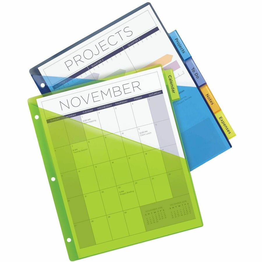 Avery&reg; Big Tab™ Insertable Plastic Dividers with Pocketsfor Laser and Inkjet Printers, 9-1/4" x 11-1/8" , 5 tabs, 1 set - 11902