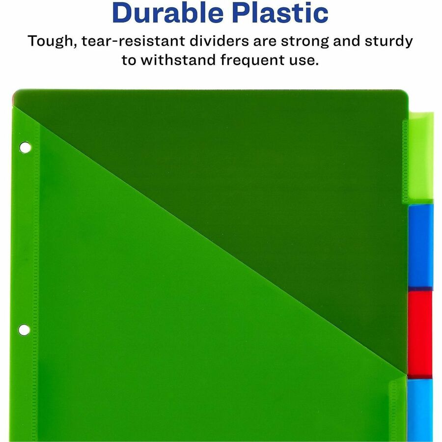 Avery&reg; Big Tab™ Insertable Plastic Dividers with Pocketsfor Laser and Inkjet Printers, 9-1/4" x 11-1/8" , 5 tabs, 1 set - 11902