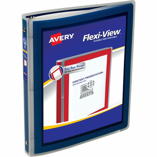 Avery&reg; Flexi-View&trade; Binder 1/2" , Round Rings, Blue