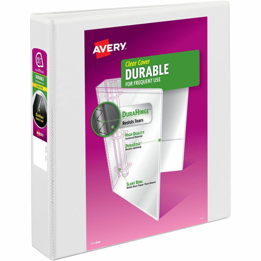 Avery&reg; Durable View Binder1-1/2" , Slant D Rings, White