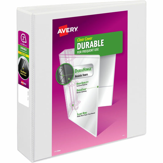 Avery&reg; Durable View Binder 2" , Slant D Rings, White