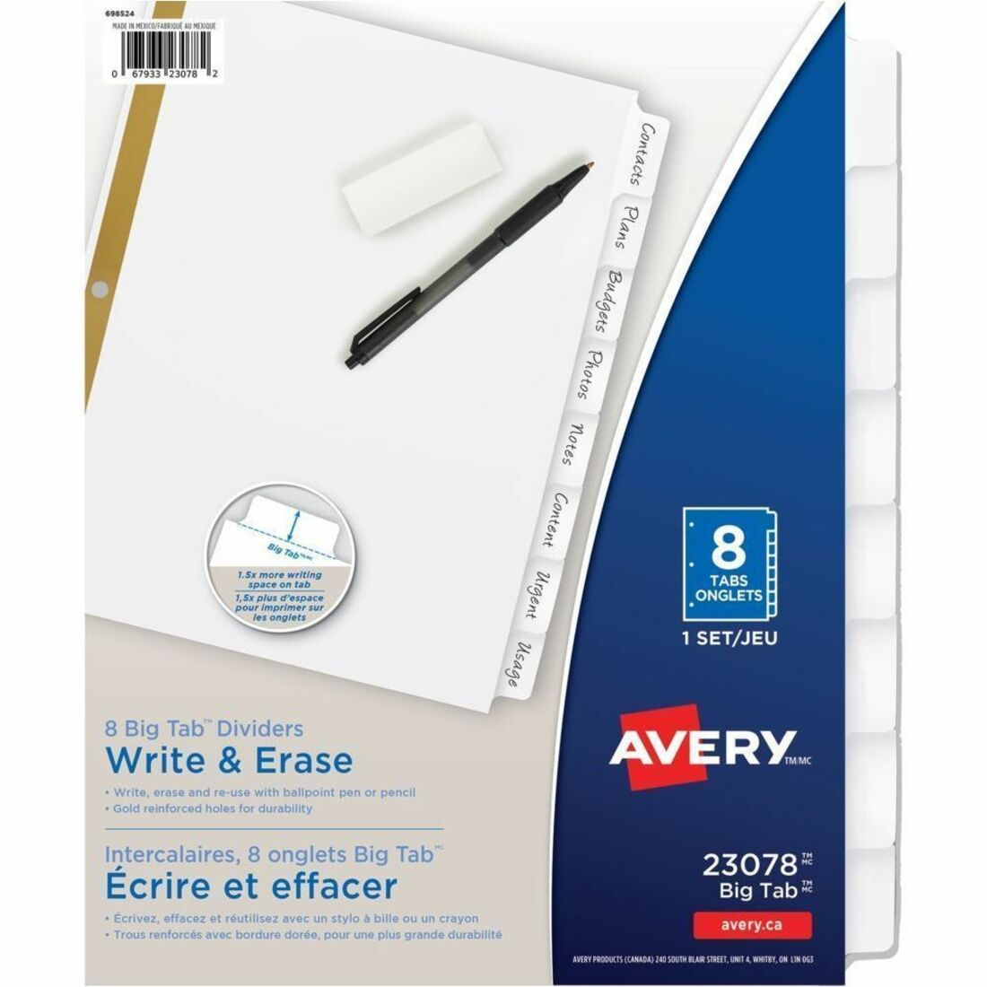 Avery Big Tab™ Write & Erase Dividers 8 tabs