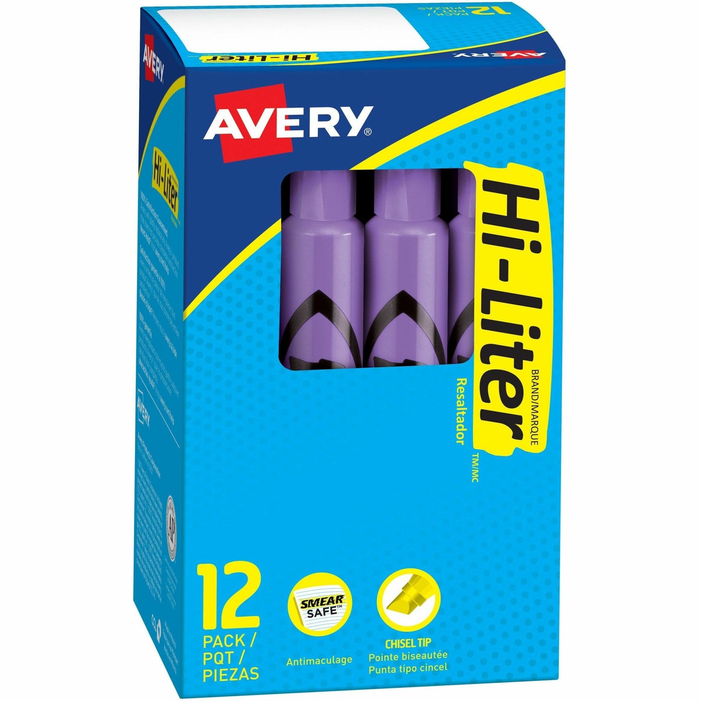 Avery Desk Style HI-LITER Chisel Tip, Fluorescent Purple, Box of 12