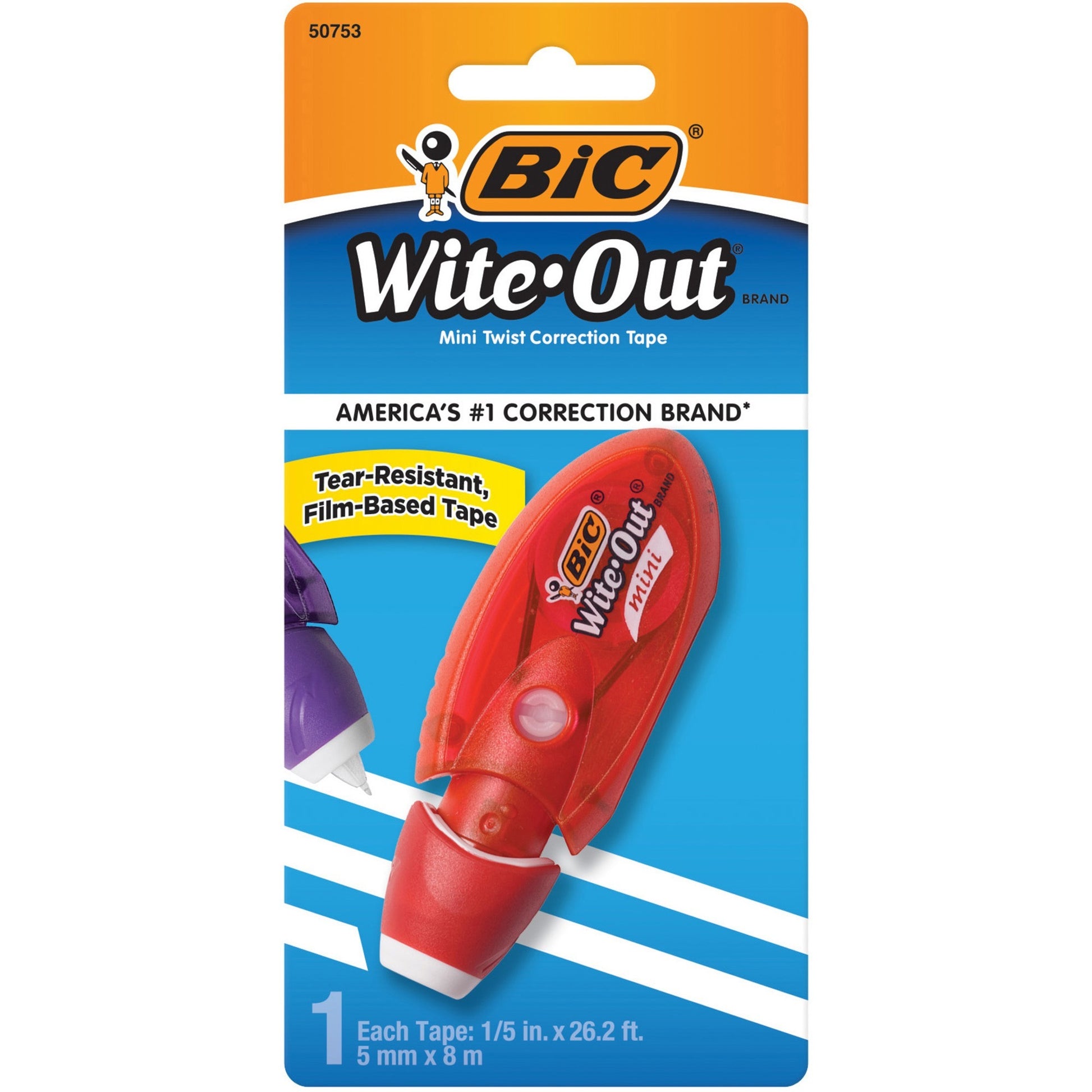 BIC Wite-Out Brand Mini Twist Correction Tape, White, Tear-resistant and Film-Based Tape, 1-Count