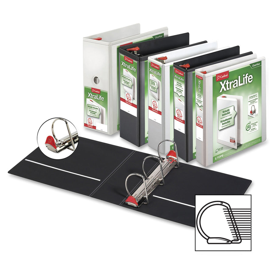 Cardinal XtraLife ClearVue Non-Stick Locking Slant-D Ring Binder - 26300