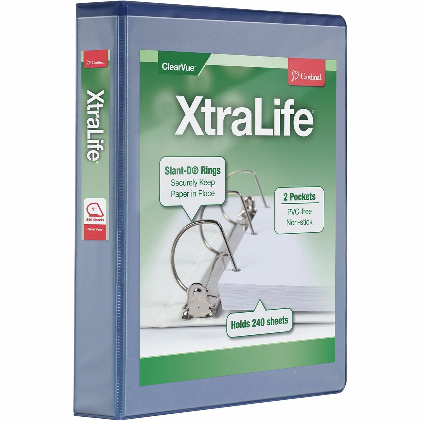 Cardinal&reg; Xtralife ClearVue Locking Slant-D Binder