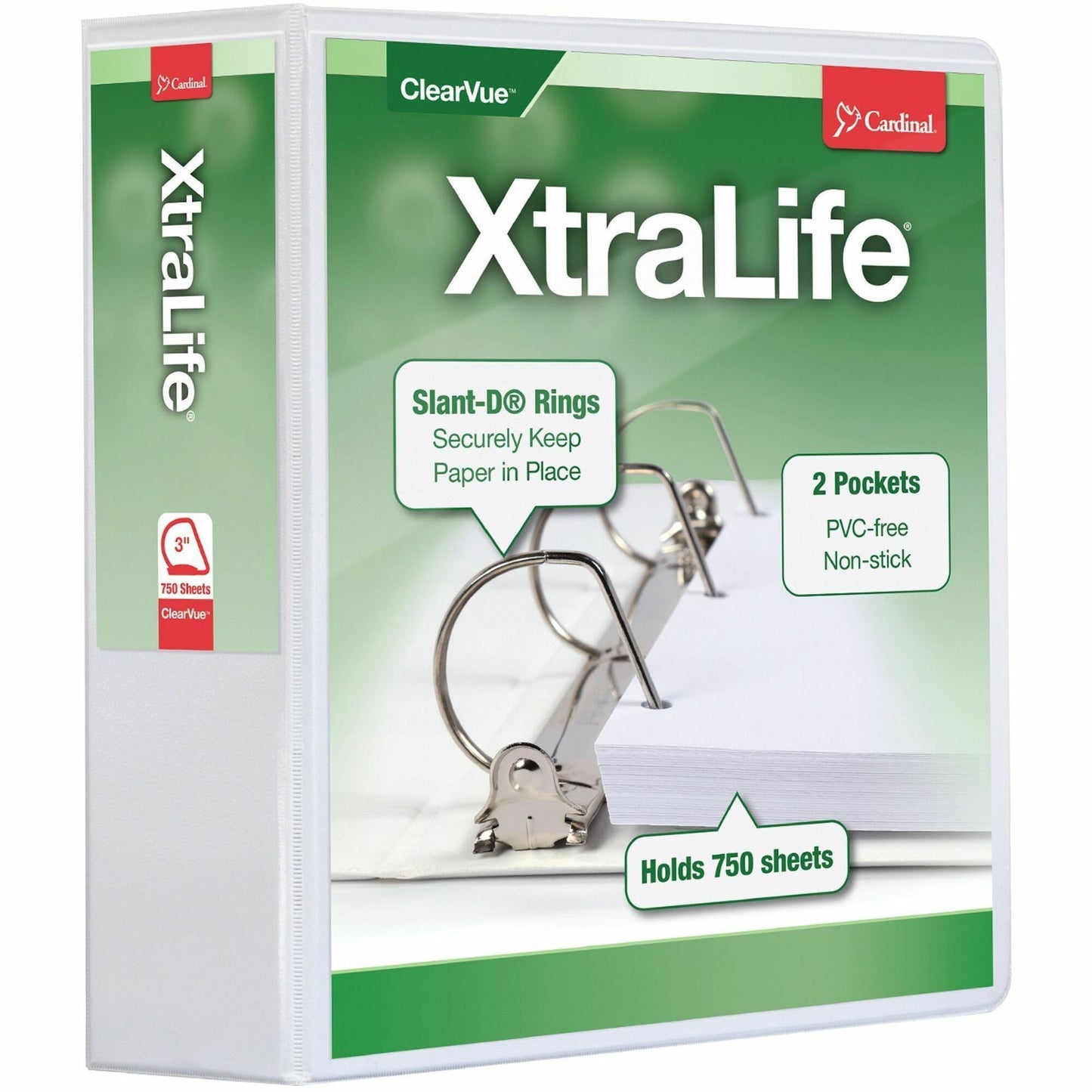 Cardinal&reg; Xtralife ClearVue Locking Slant-D Binder