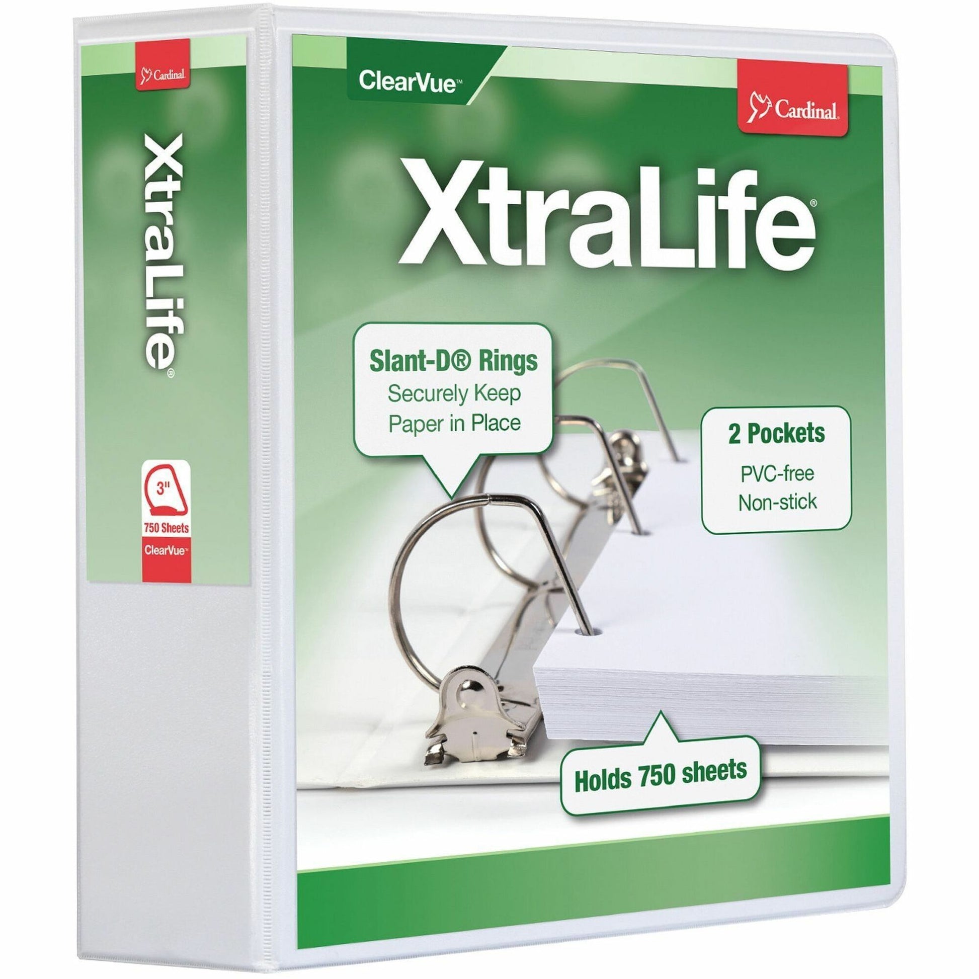 Cardinal&reg; Xtralife ClearVue Locking Slant-D Binder