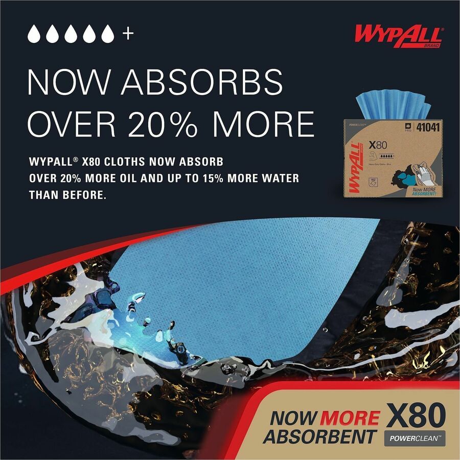 Wypall PowerClean X80 Heavy Duty Cloths - Brag Box - 41041