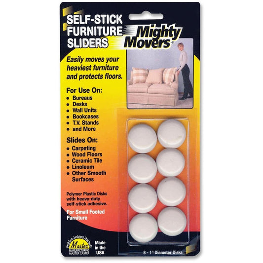 Mighty Movers Furniture Slider, Self-Stick, 1" dia.