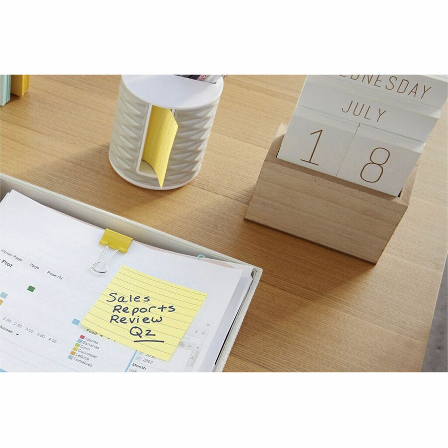 Post-it&reg; Original Lined Notes, Canary Yellow, 3" x 5" , 100 Sheets/Pad, 12 Pads/PK - 635