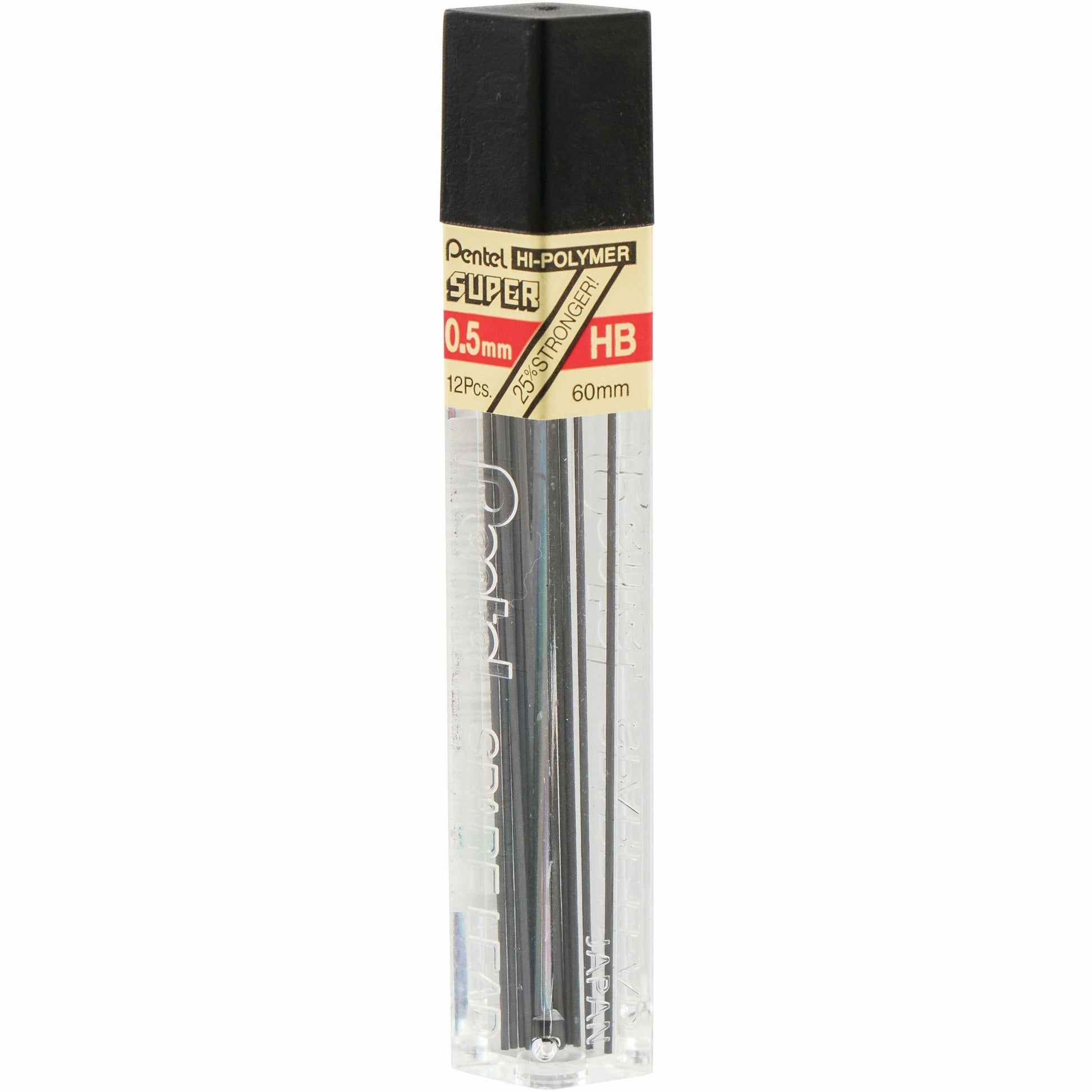 Hi-Polymer Super Lead Refill (0.5mm), HB, 12 Leads per Tube