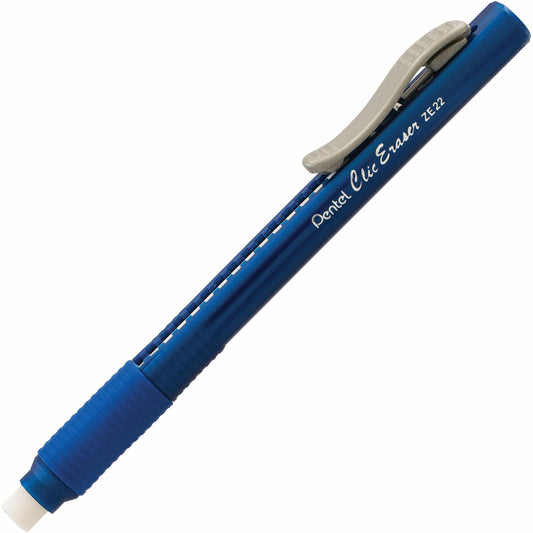 Clic Eraser Grip Retractable Eraser with Grip, Blue Barrel