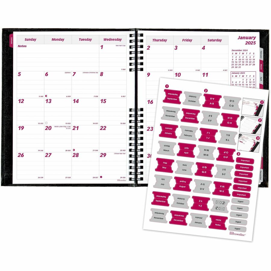 Brownline CoilPro 14-Month Monthly Planner, 8-7/8" x 7-1/8" , English - CB1200C.BLK