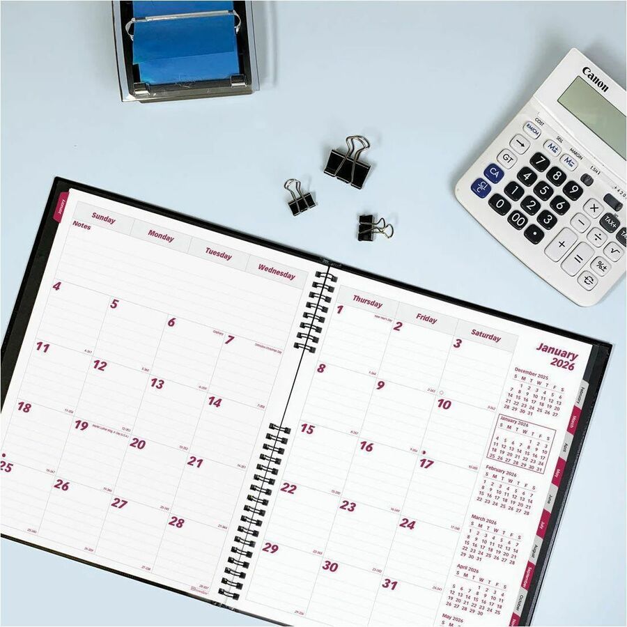 Brownline CoilPro Monthly Planner (14 Months) , 11" x 8-1/2" , English, Black - CB1262C.BLK