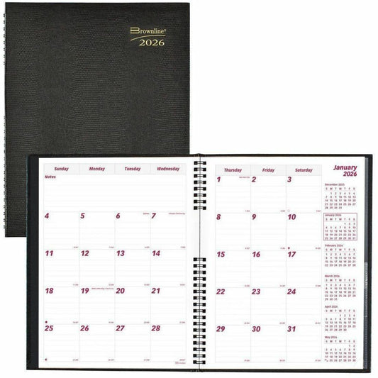 Brownline CoilPro Monthly Planner (14 Months) , 11" x 8-1/2" , English, Black