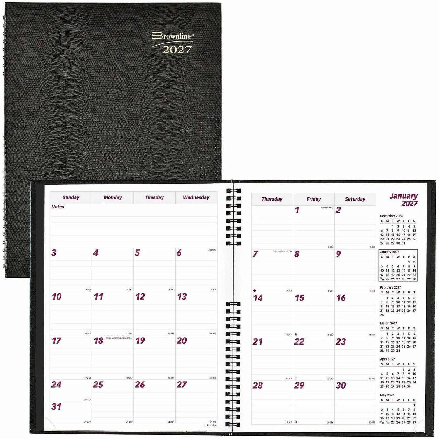 Brownline CoilPro Monthly Planner (14 Months) , 11" x 8-1/2" , English, Black