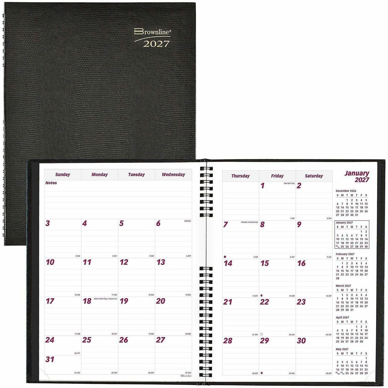 Brownline CoilPro Monthly Planner (14 Months) , 11" x 8-1/2" , English, Black