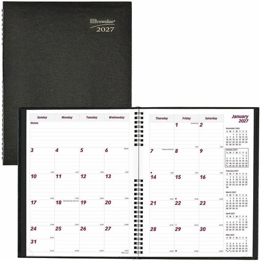 Brownline CoilPro Monthly Planner (14 Months) , 11" x 8-1/2" , English, Black