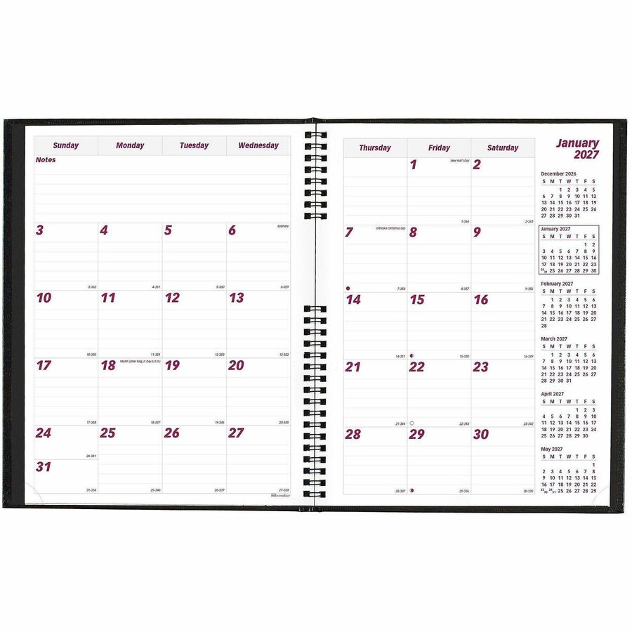 Brownline CoilPro Monthly Planner (14 Months) , 11" x 8-1/2" , English, Black - CB1262C.BLK