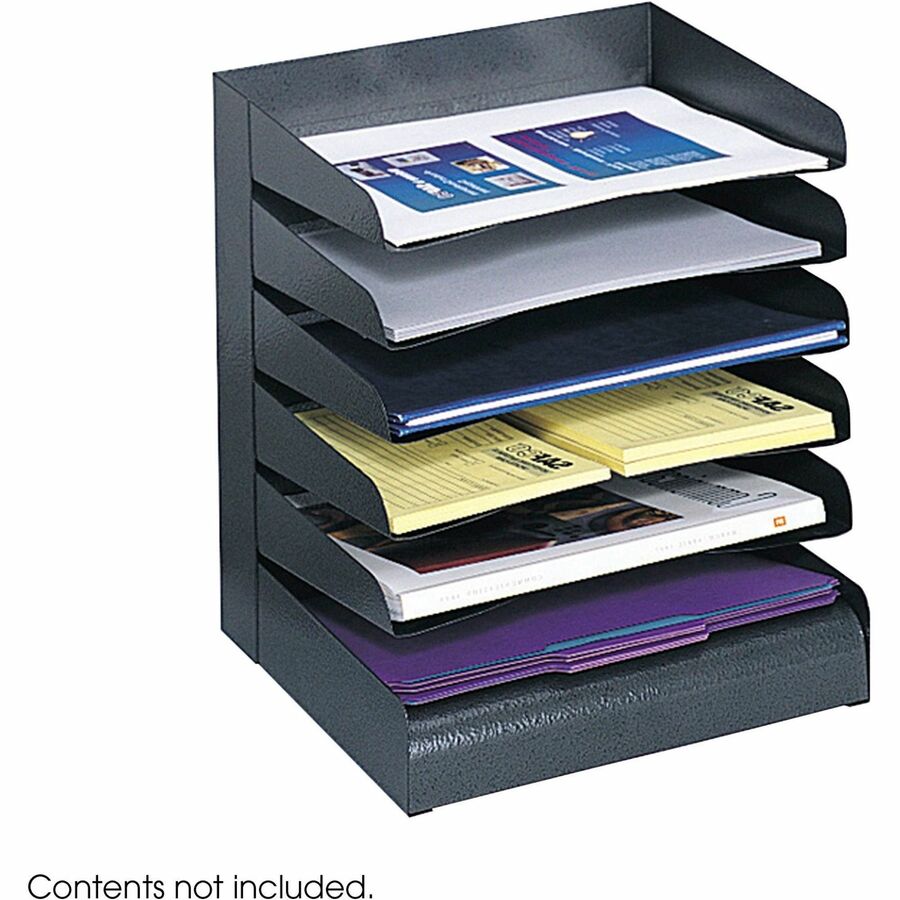 Safco Slanted Shelves Steel Desk Tray Sorter - 3128BL