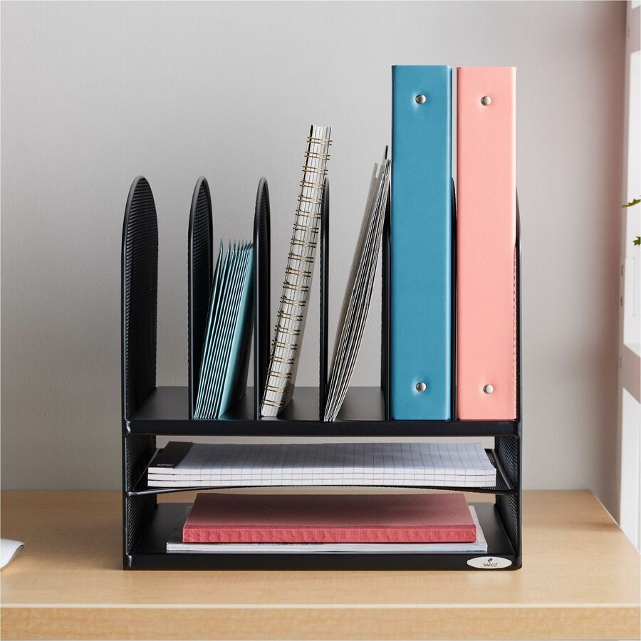 Safco Onyx 2 Horizontal/6 Upright Desk Organizer - 3255BL