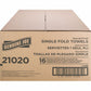 Genuine Joe Paper Towel Single fold 250 sheets Natural - 21020