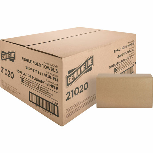 Genuine Joe Paper Towel Single fold 250 sheets Natural