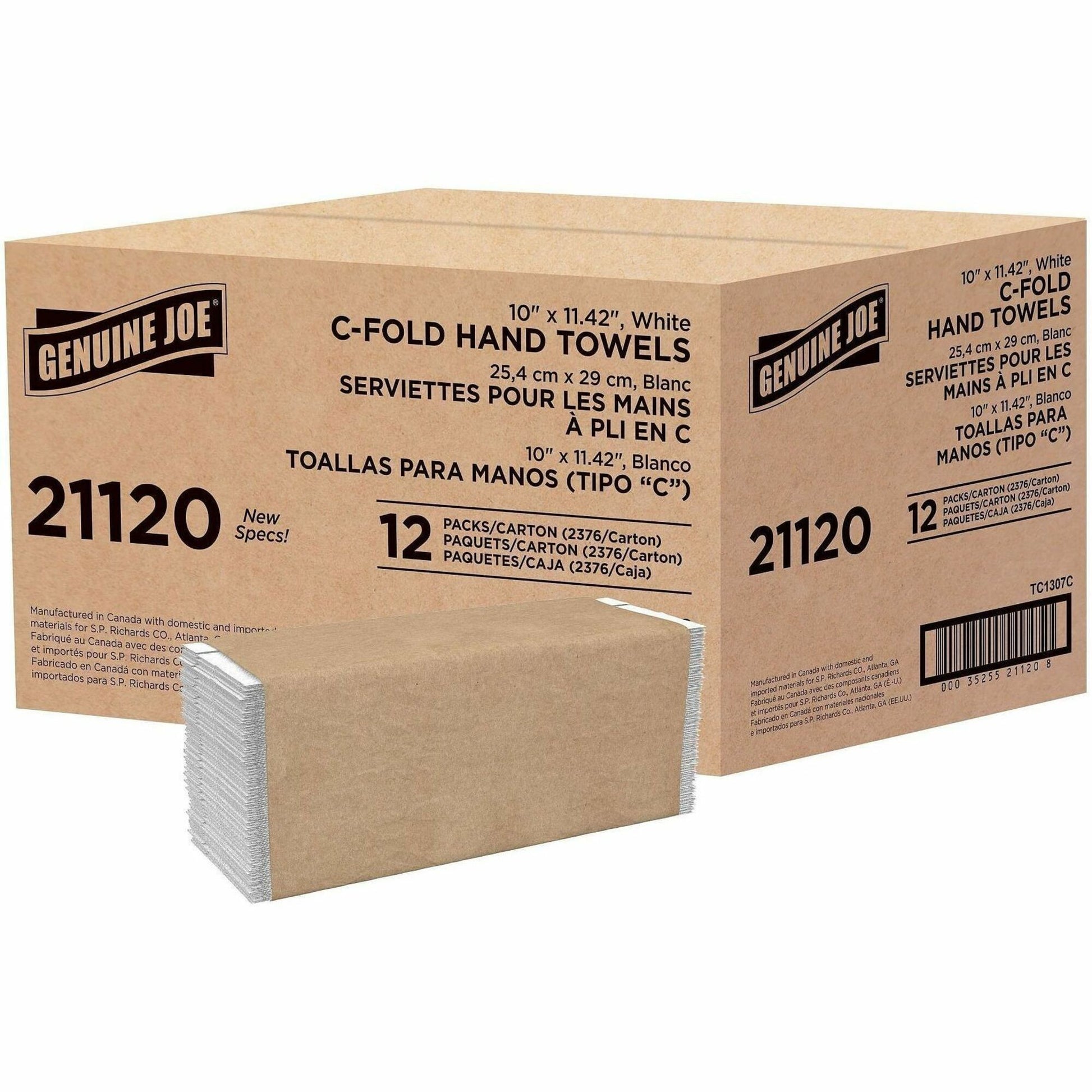 Genuine Joe Paper Towel C-fold 200 sheets White
