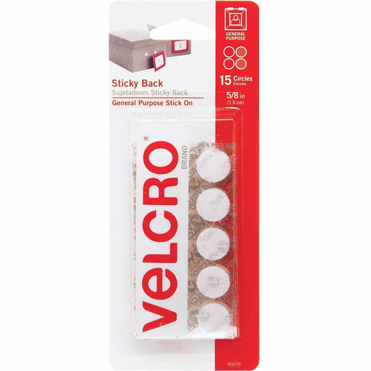 VELCRO&reg; Sticky Back 5/8in Circles White 15 Ct