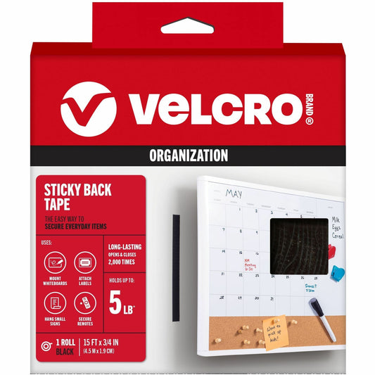 VELCRO&reg; Sticky Back 15ft x 3/4in Roll Black