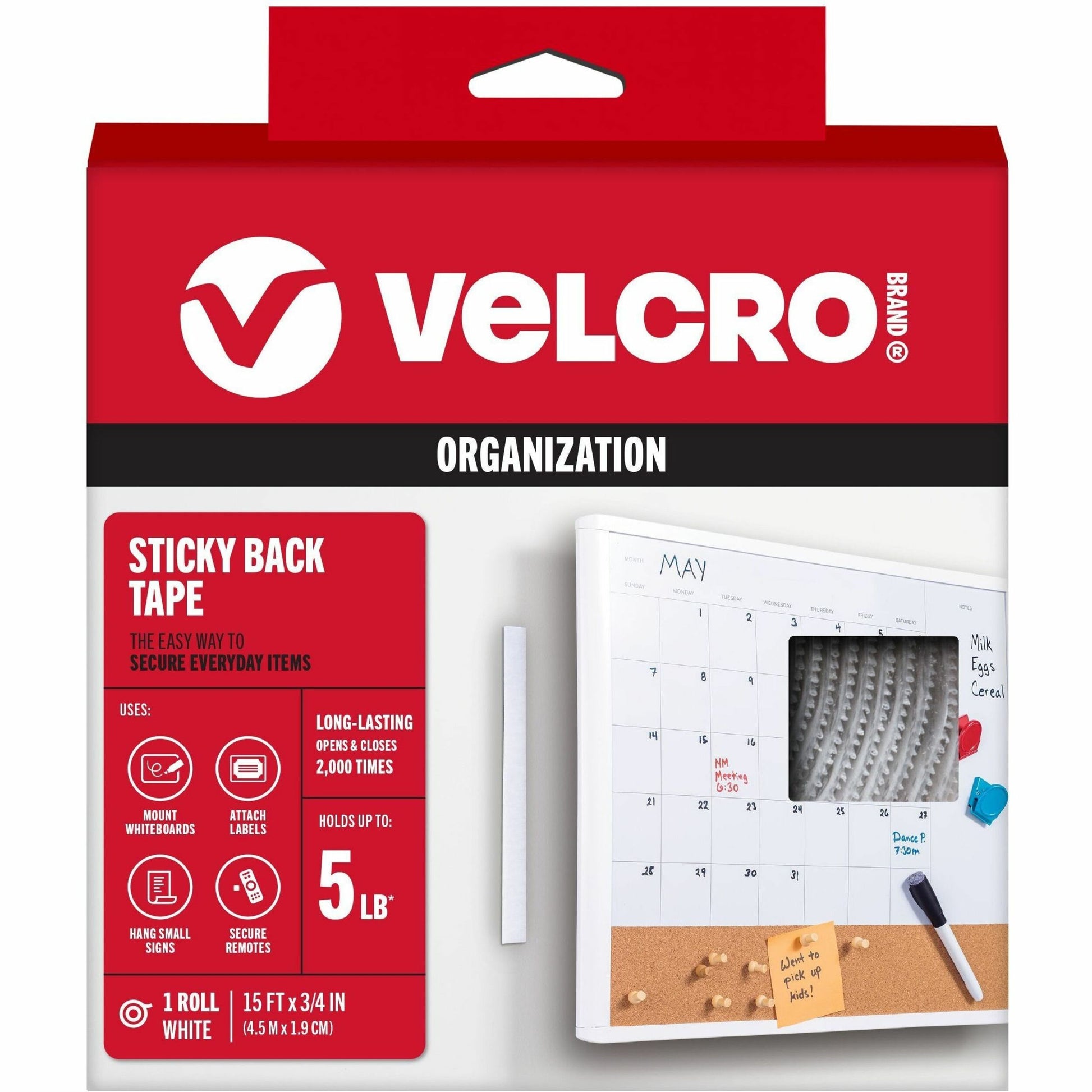 VELCRO&reg; Sticky Back 15ft x 3/4in Roll White